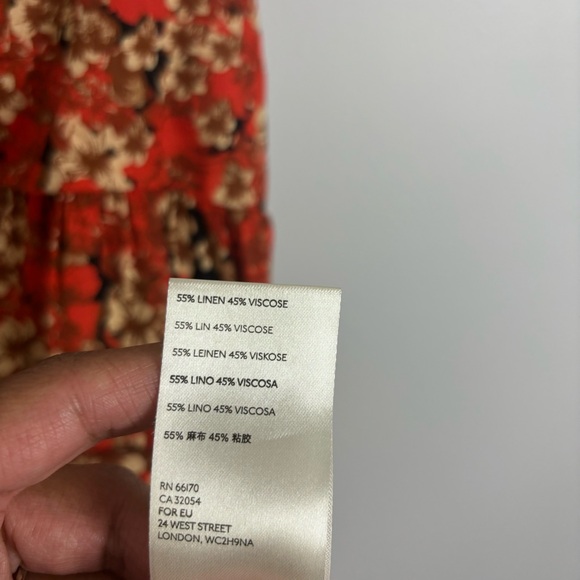 Free People Pattern Play Linen Blend Mini Dress Red Floral Size Medium - Picture 8 of 9